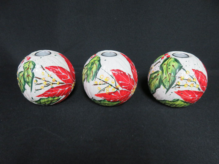 Trio of Poinsettia Candleholders
