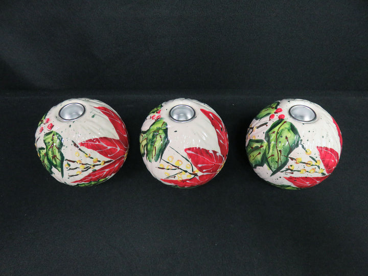 Trio of Poinsettia Candleholders