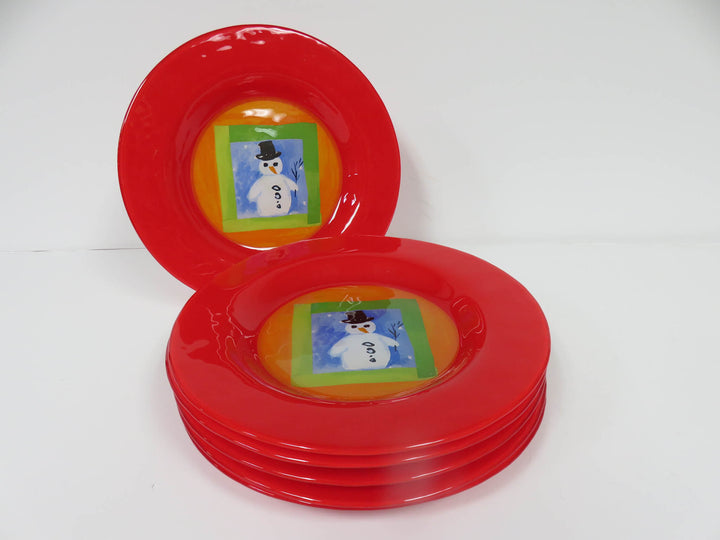 Snowman Red Appetizer Plates