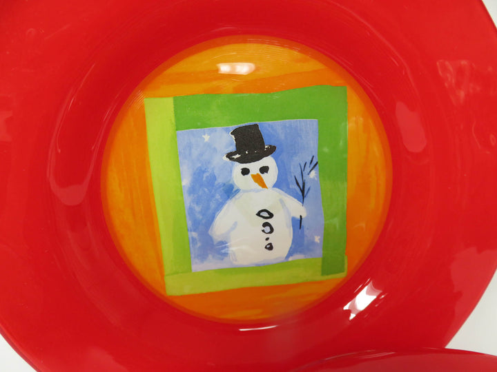 Snowman Red Appetizer Plates