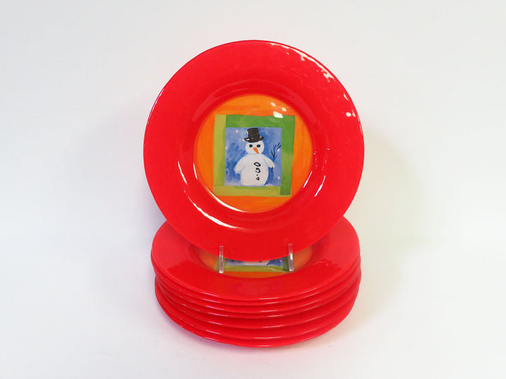 Crate & Barrel Snowman Plate Set