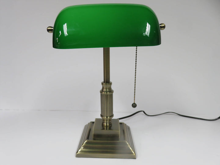 Green Glass  Bankers Lamp