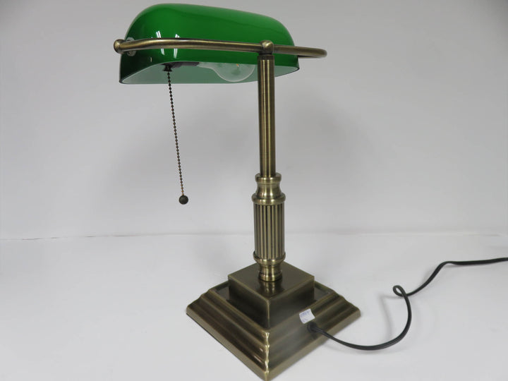 Green Glass  Bankers Lamp