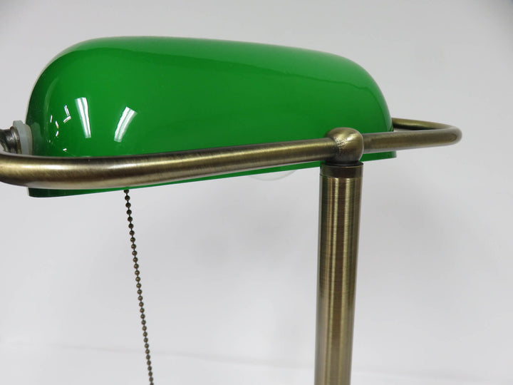 Green Glass  Bankers Lamp
