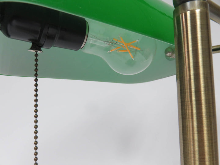 Green Glass  Bankers Lamp