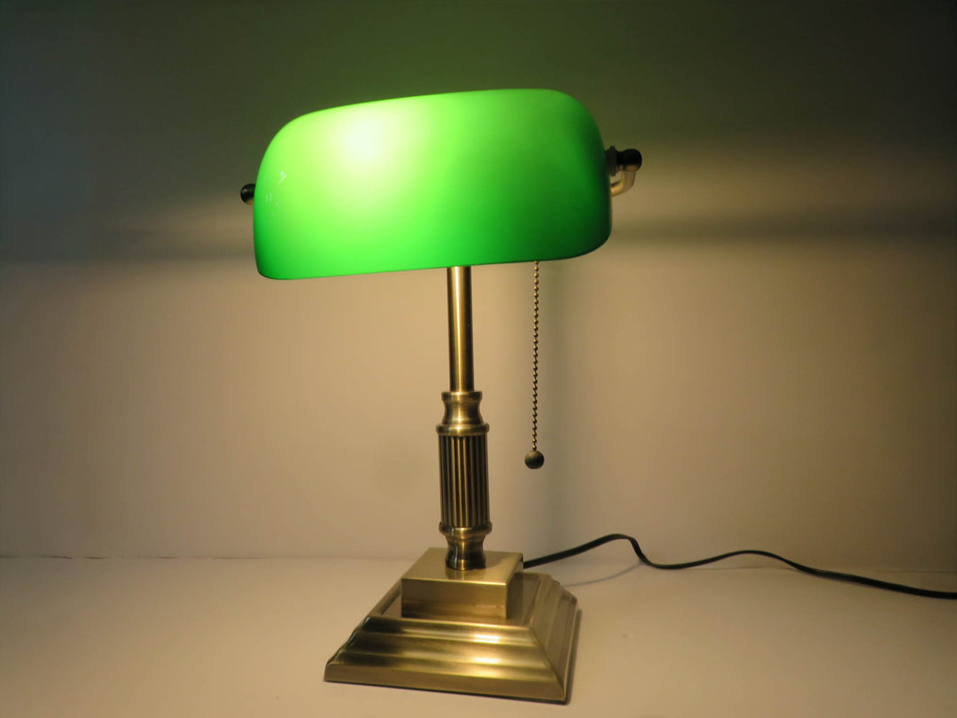 Green Glass  Bankers Lamp