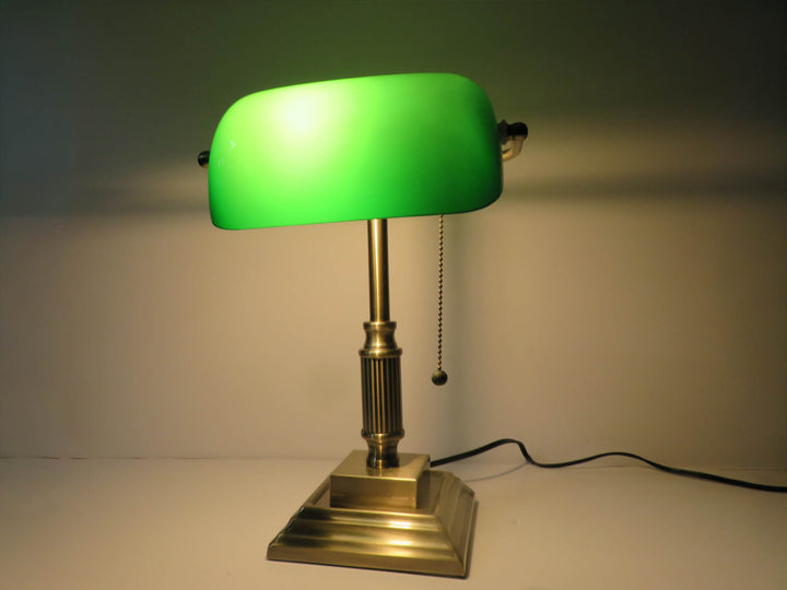 Green Glass  Bankers Lamp