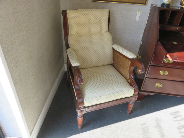 Upholstered and Caned Arm Chair