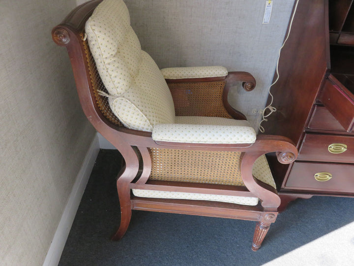 Upholstered and Caned Arm Chair