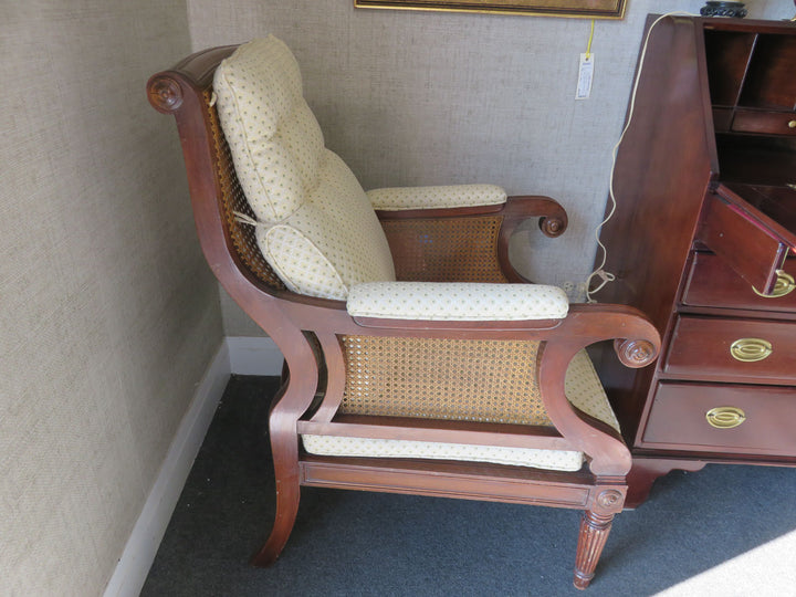 Upholstered and Caned Arm Chair