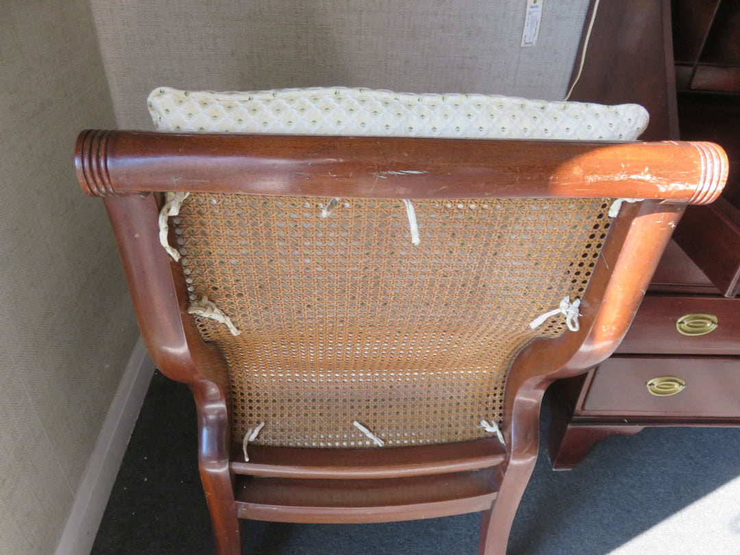 Upholstered and Caned Arm Chair