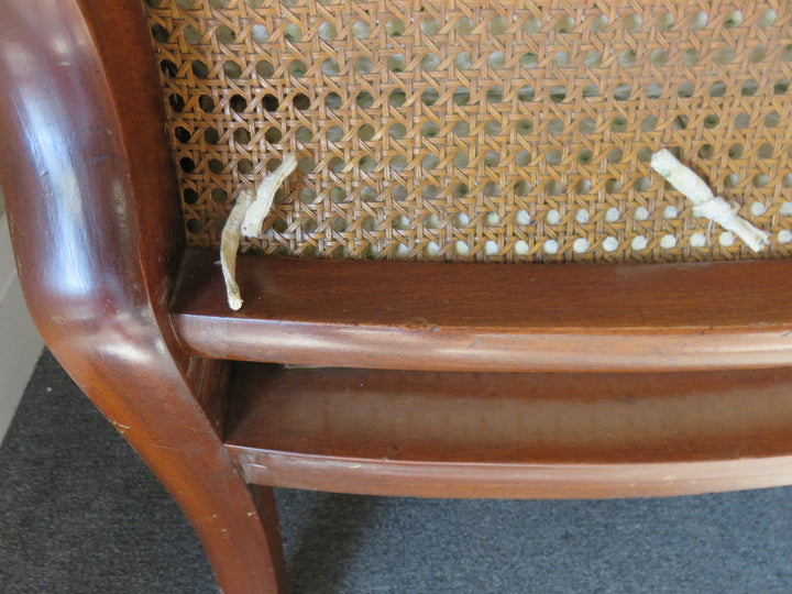 Upholstered and Caned Arm Chair