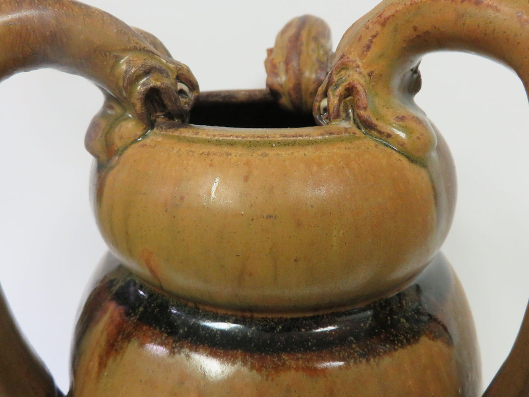 Tri-Handled Pottery Vase