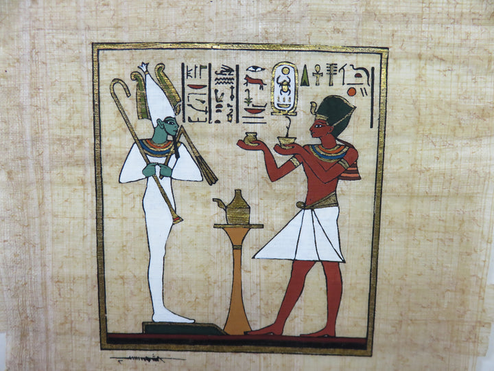 Anubis and Thoth Papyrus Painting