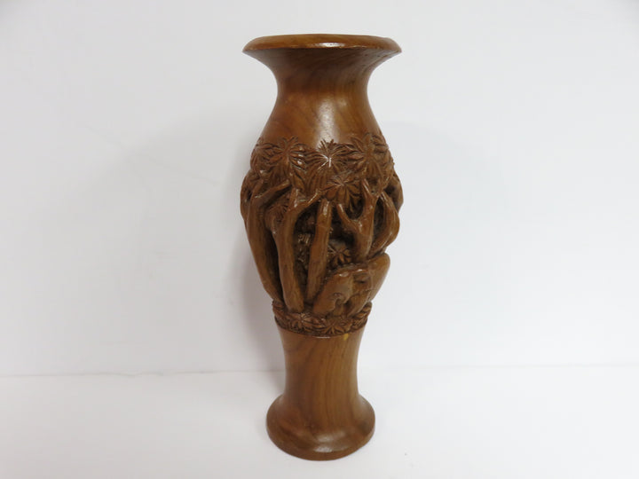 Hand Carved Wood Vase