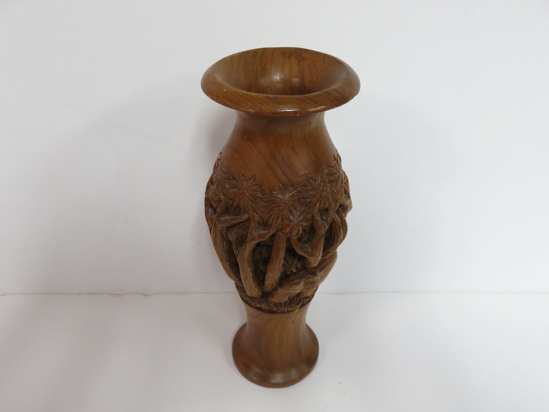 Hand Carved Wood Vase