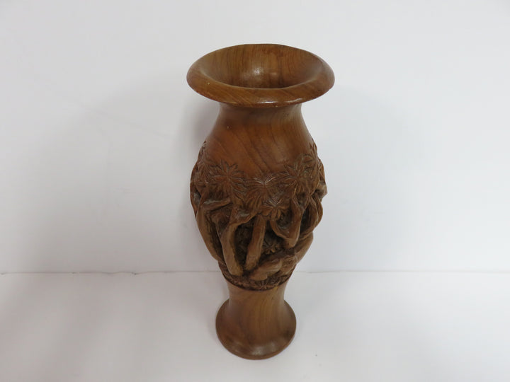 Hand Carved Wood Vase