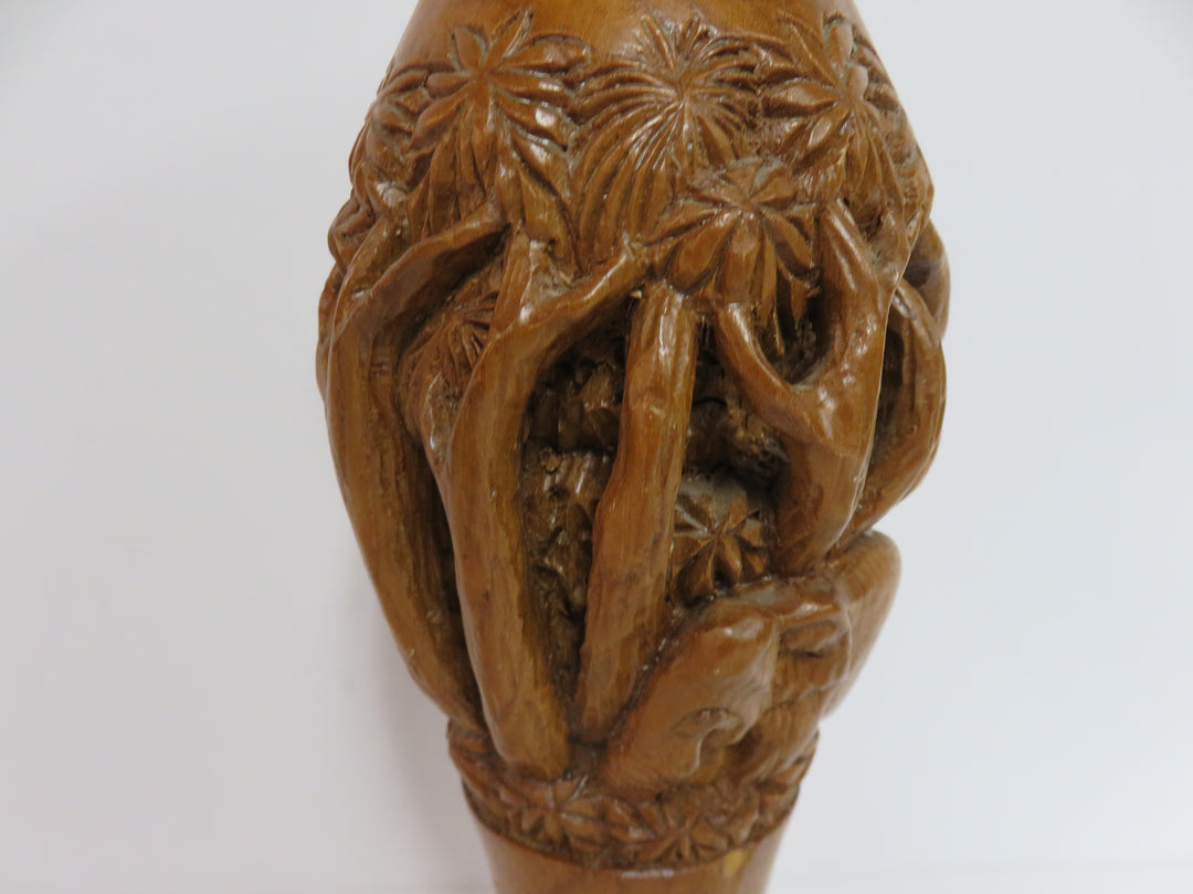 Hand Carved Wood Vase