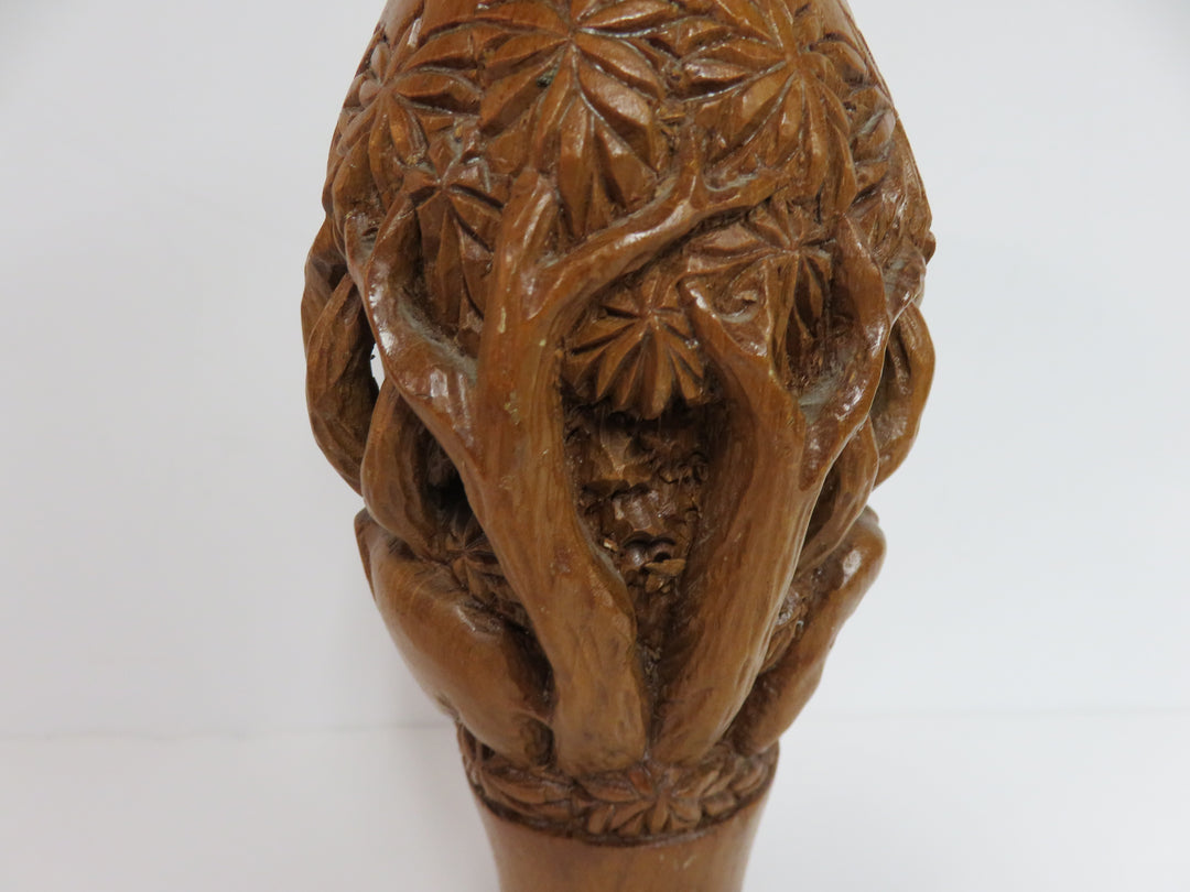 Hand Carved Wood Vase