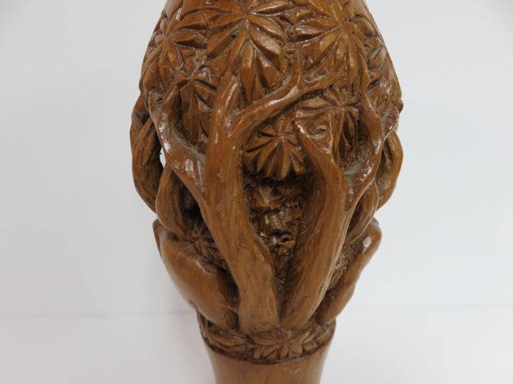 Hand Carved Wood Vase