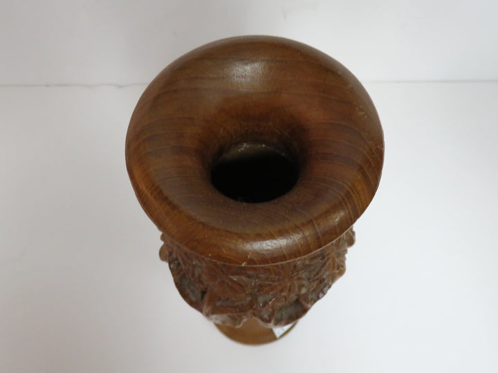 Hand Carved Wood Vase