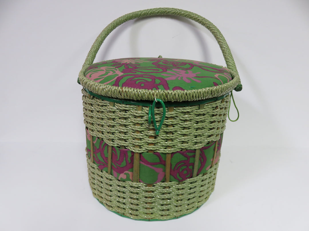 Vintage Round Sewing Basket