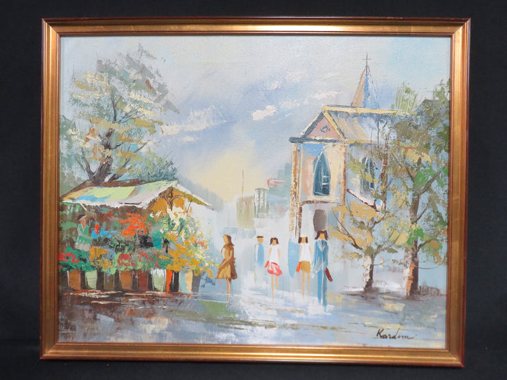 Original Oil Painting of Flower Market