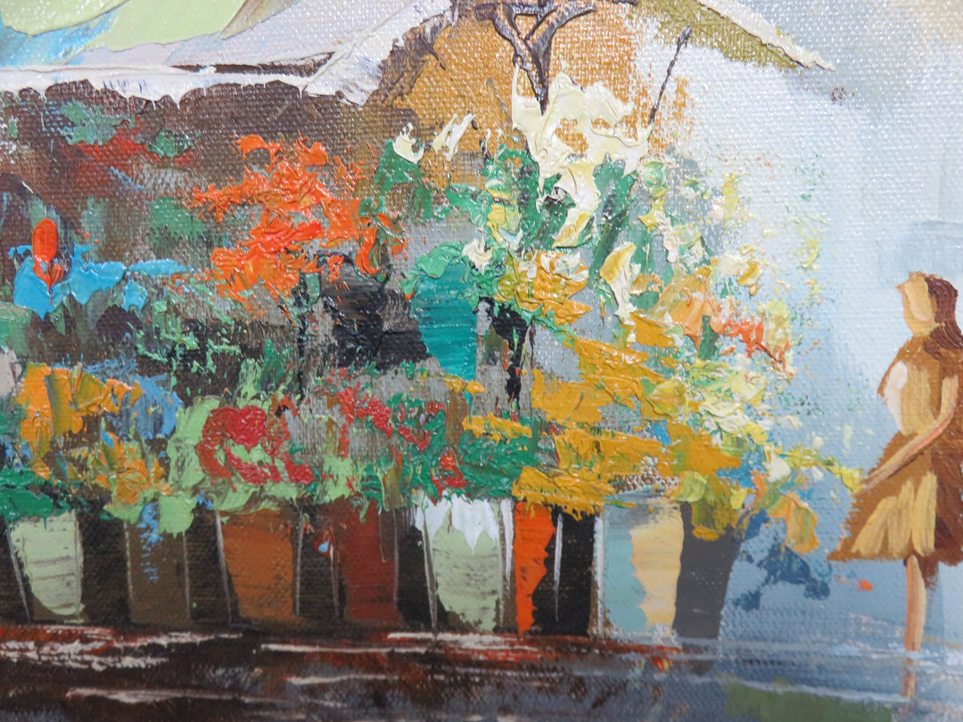 Original Oil Painting of Flower Market