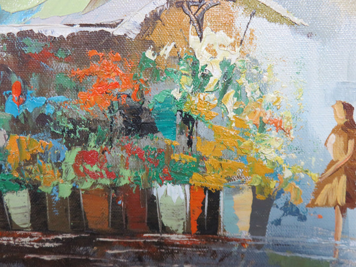 Original Oil Painting of Flower Market