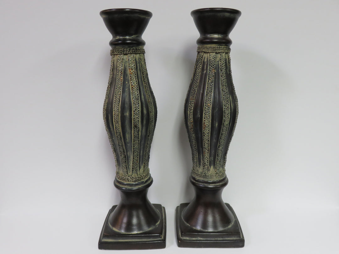 Tall Pottery Candlesticks