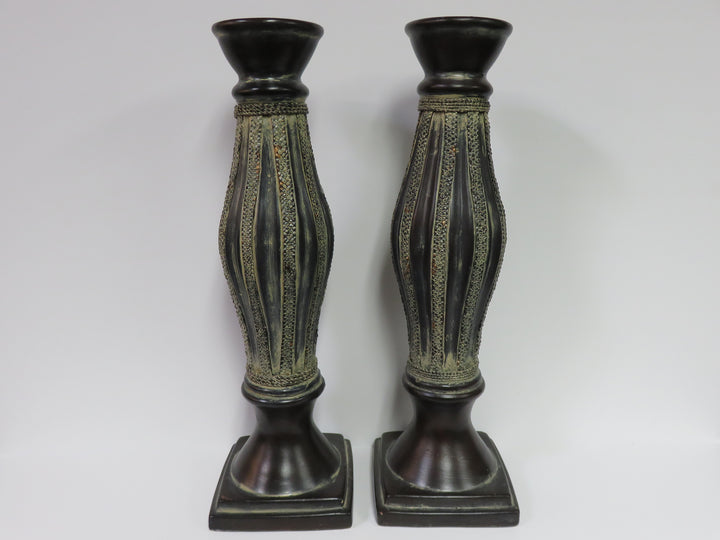 Tall Pottery Candlesticks