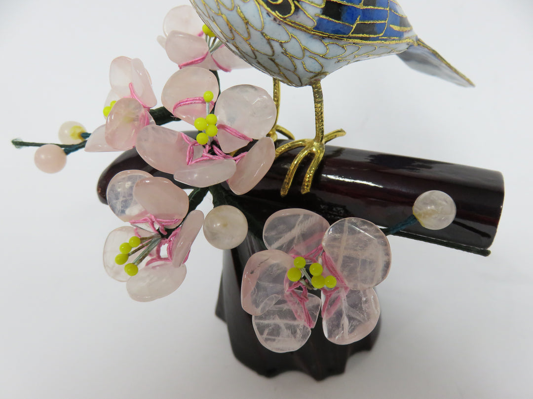 Cloisonné Bluejay on Jade Bonsai Branch