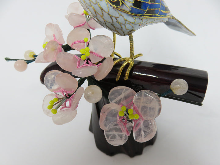 Cloisonné Bluejay on Jade Bonsai Branch