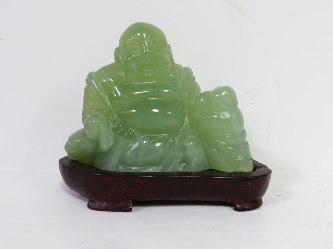 Jade Buddha Figurine on Stand