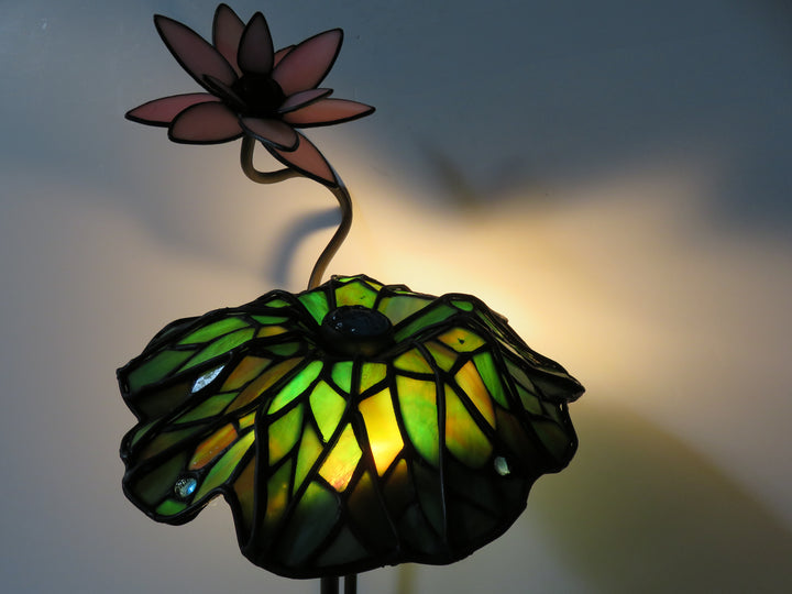 Slag Glass Lamp with Frog Base