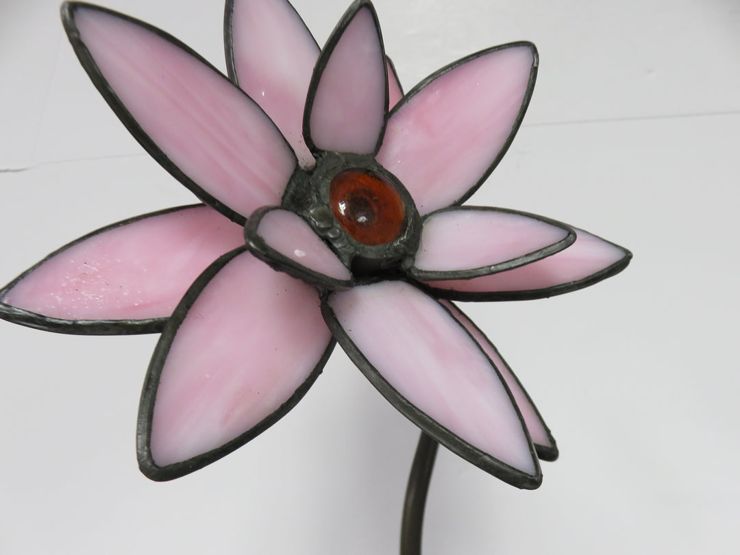 Slag Glass Lamp with Frog Base