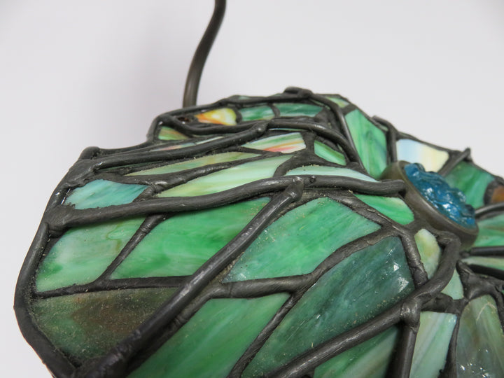 Slag Glass Lamp with Frog Base