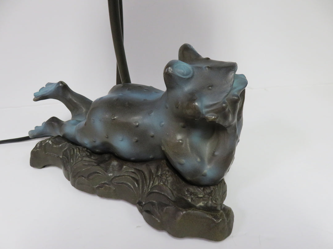 Slag Glass Lamp with Frog Base