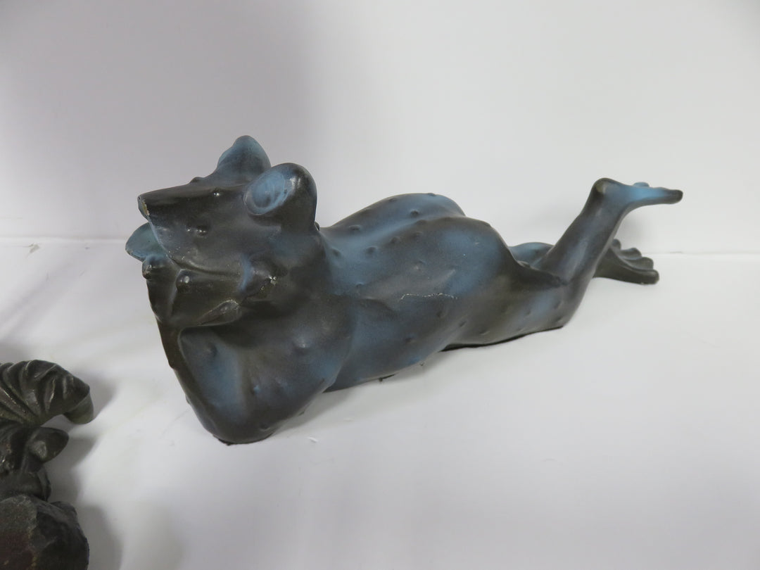 Slag Glass Lamp with Frog Base