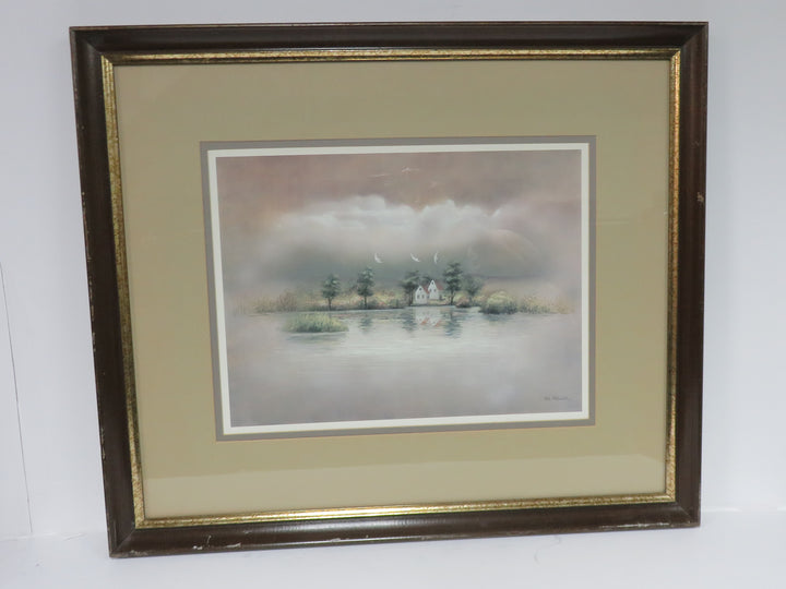 Lake Reflections with Three Gulls Print