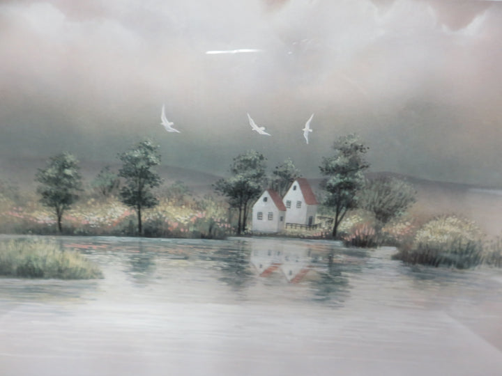 Lake Reflections with Three Gulls Print