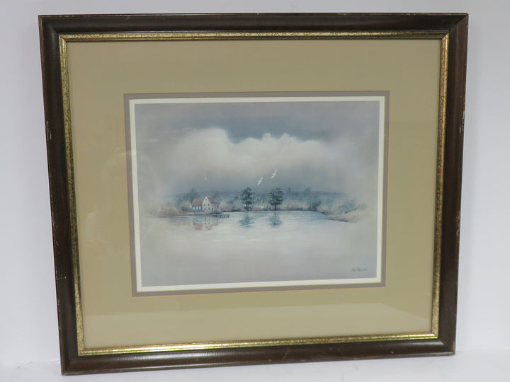 Lake Reflections with Two Gulls Print