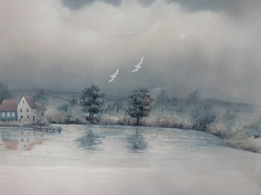 Lake Reflections with Two Gulls Print