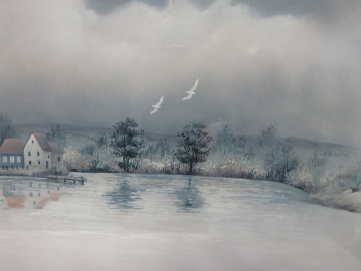 Lake Reflections with Two Gulls Print