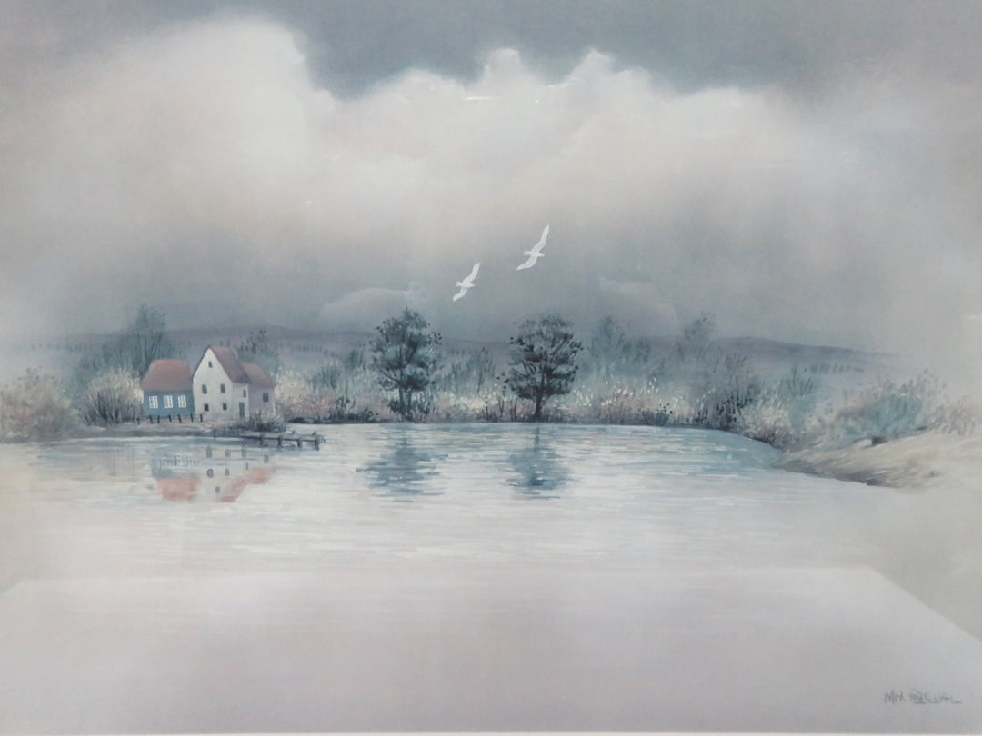 Lake Reflections with Two Gulls Print