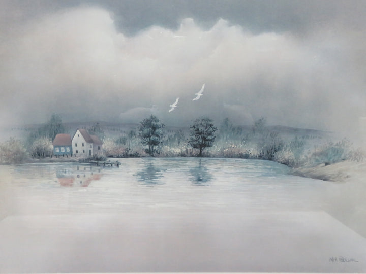 Lake Reflections with Two Gulls Print