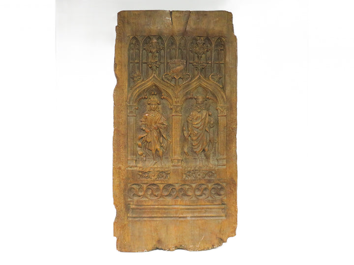 Antiqued Carved Wood Panel