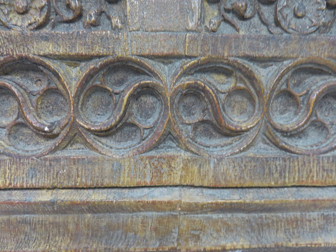 Antiqued Carved Wood Panel