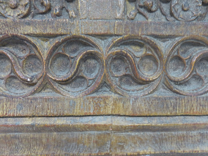 Antiqued Carved Wood Panel