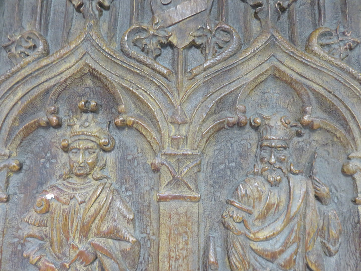 Antiqued Carved Wood Panel